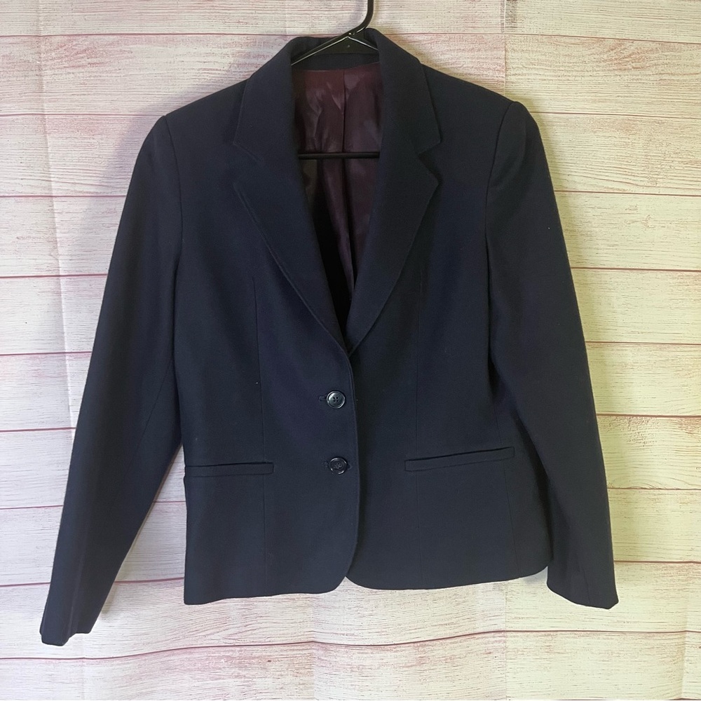 Andre Barreau Vintage 100% Pure‎ Wool Navy Blue Blazer Size 10P